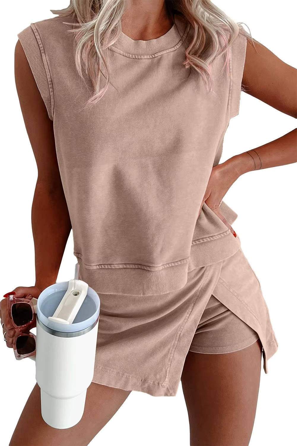 Women's Cotton Mineral Wash Lounge Set | Relaxed Chic Summer Outfit 3