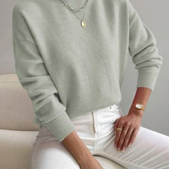 Women's Cotton Mock Neck Sweater | Comfortable Elegant Spring Layering Top 0
