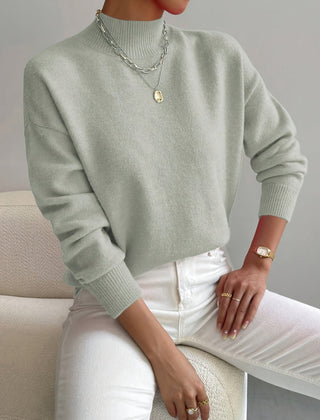 Women's Cotton Mock Neck Sweater | Comfortable Elegant Spring Layering Top 0