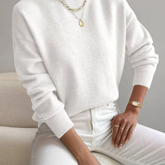 Women's Cotton Mock Neck Sweater | Comfortable Elegant Spring Layering Top 1