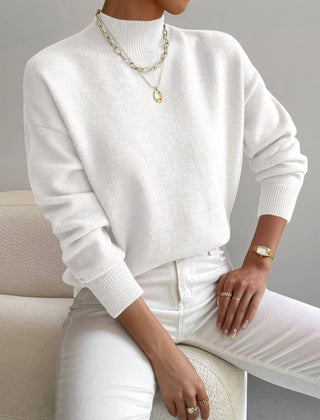 Women's Cotton Mock Neck Sweater | Comfortable Elegant Spring Layering Top 1