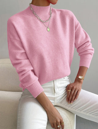 Women's Cotton Mock Neck Sweater | Comfortable Elegant Spring Layering Top 2