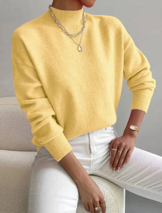 Women's Cotton Mock Neck Sweater | Comfortable Elegant Spring Layering Top 3