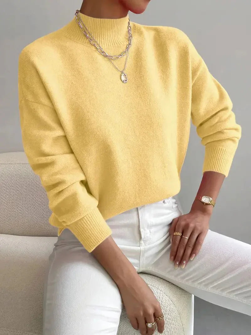 Women's Cotton Mock Neck Sweater | Comfortable Elegant Spring Layering Top 3