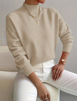 Women's Cotton Mock Neck Sweater | Comfortable Elegant Spring Layering Top 4