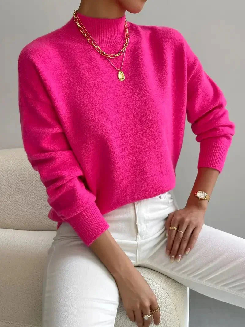 Women's Cotton Mock Neck Sweater | Comfortable Elegant Spring Layering Top 6