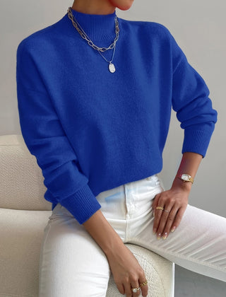 Women's Cotton Mock Neck Sweater | Comfortable Elegant Spring Layering Top 8