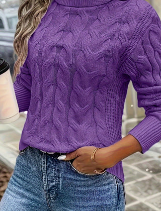 Women's Cozy Cable-Knit Turtleneck Sweater | Elegant Warmth for Autumn and Winter 10