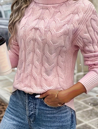Women's Cozy Cable-Knit Turtleneck Sweater | Elegant Warmth for Autumn and Winter 12