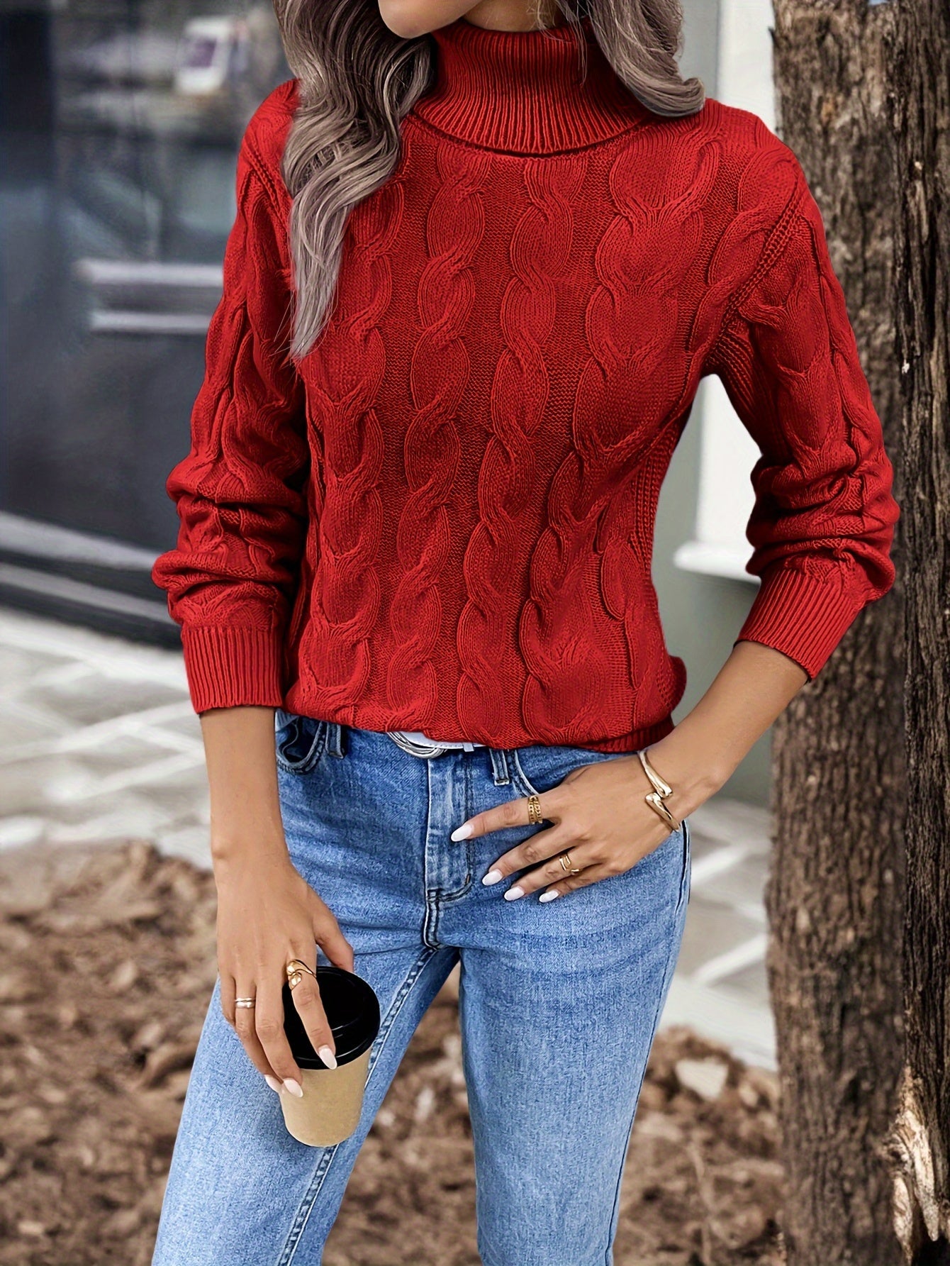 Women's Cozy Cable-Knit Turtleneck Sweater | Elegant Warmth for Autumn and Winter 5