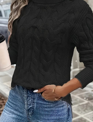 Women's Cozy Cable-Knit Turtleneck Sweater | Elegant Warmth for Autumn and Winter 6