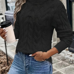 Women's Cozy Cable-Knit Turtleneck Sweater | Elegant Warmth for Autumn and Winter 7