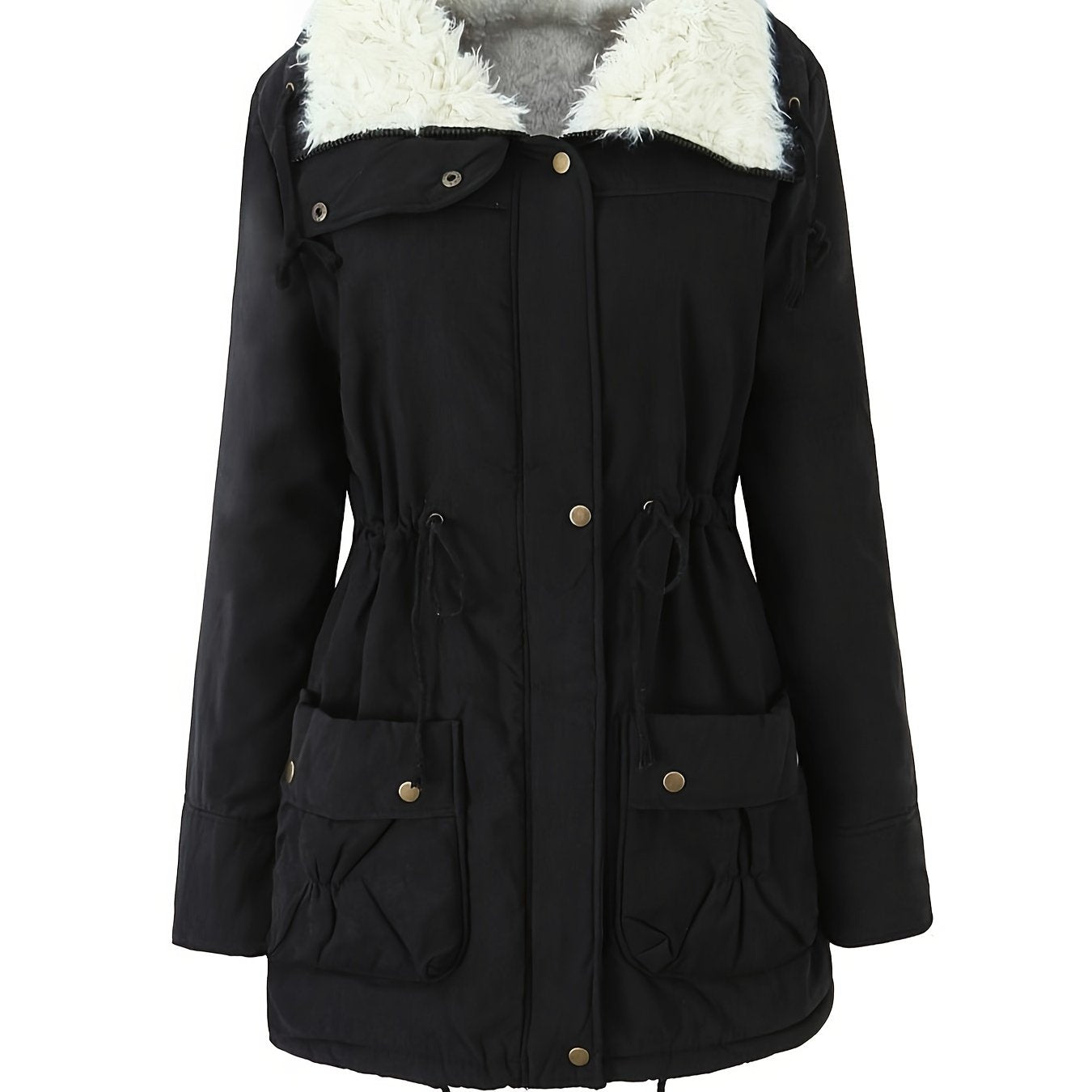 Women's Cozy Plush Hooded Parka | Elegant Mid-Length Winter Coat 0