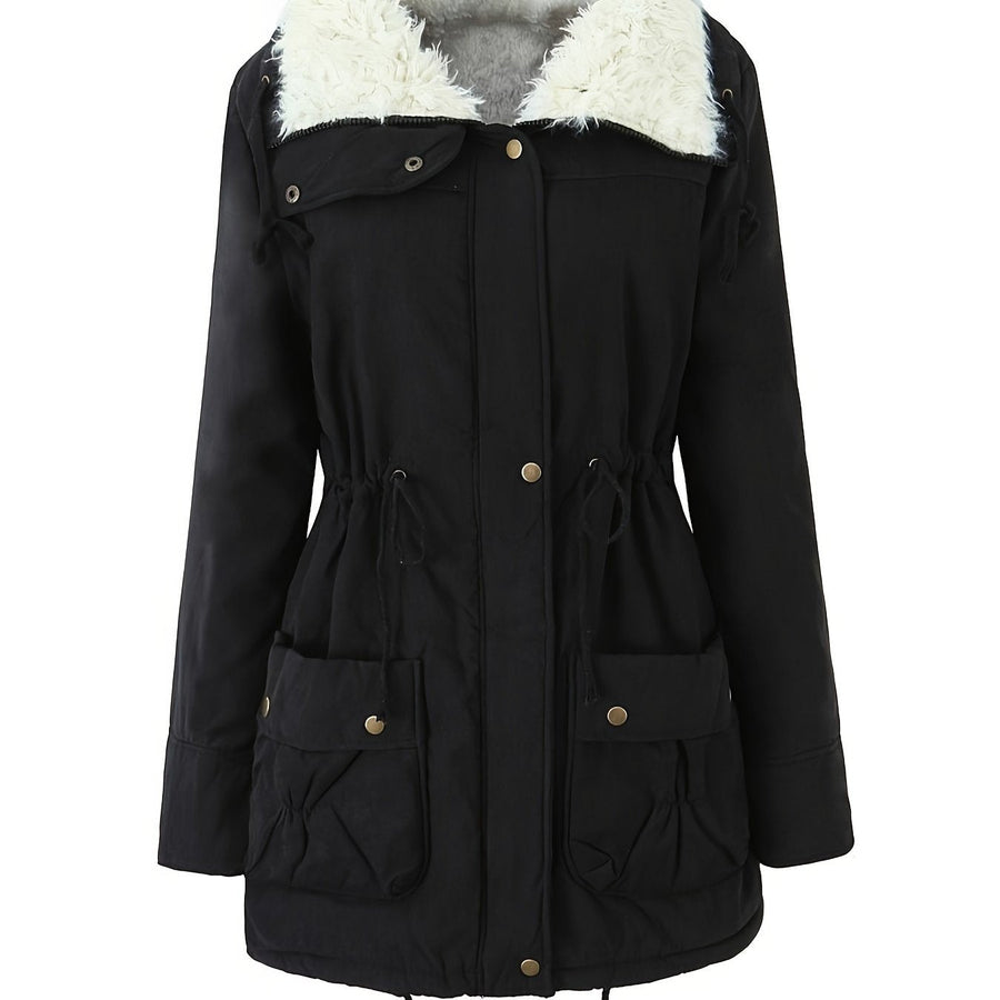 Women's Cozy Plush Hooded Parka | Elegant Mid-Length Winter Coat 0