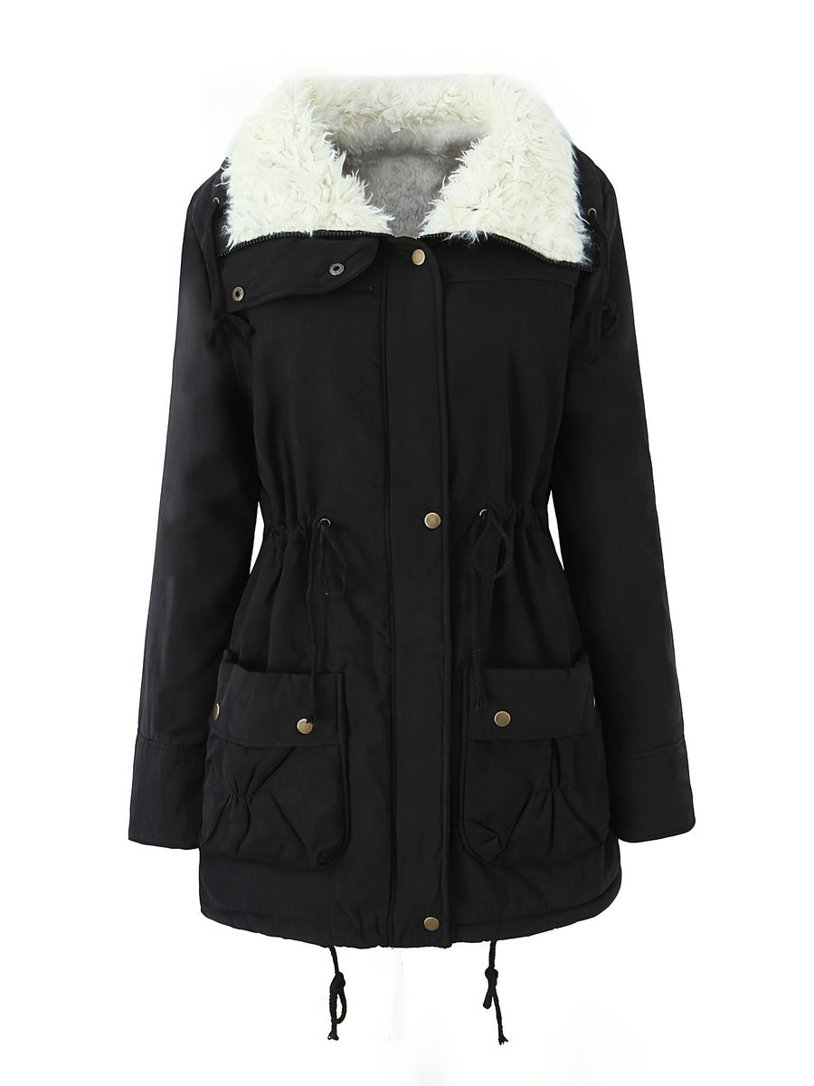 Women's Cozy Plush Hooded Parka | Elegant Mid-Length Winter Coat 1