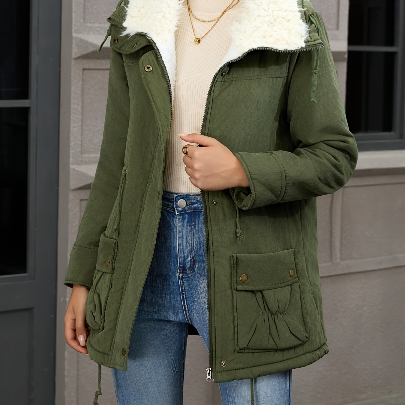 Women's Cozy Plush Hooded Parka | Elegant Mid-Length Winter Coat 8
