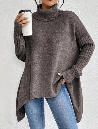 Women's Cozy Ribbed Turtleneck Sweater | Oversized Longline Knit Jumper 2