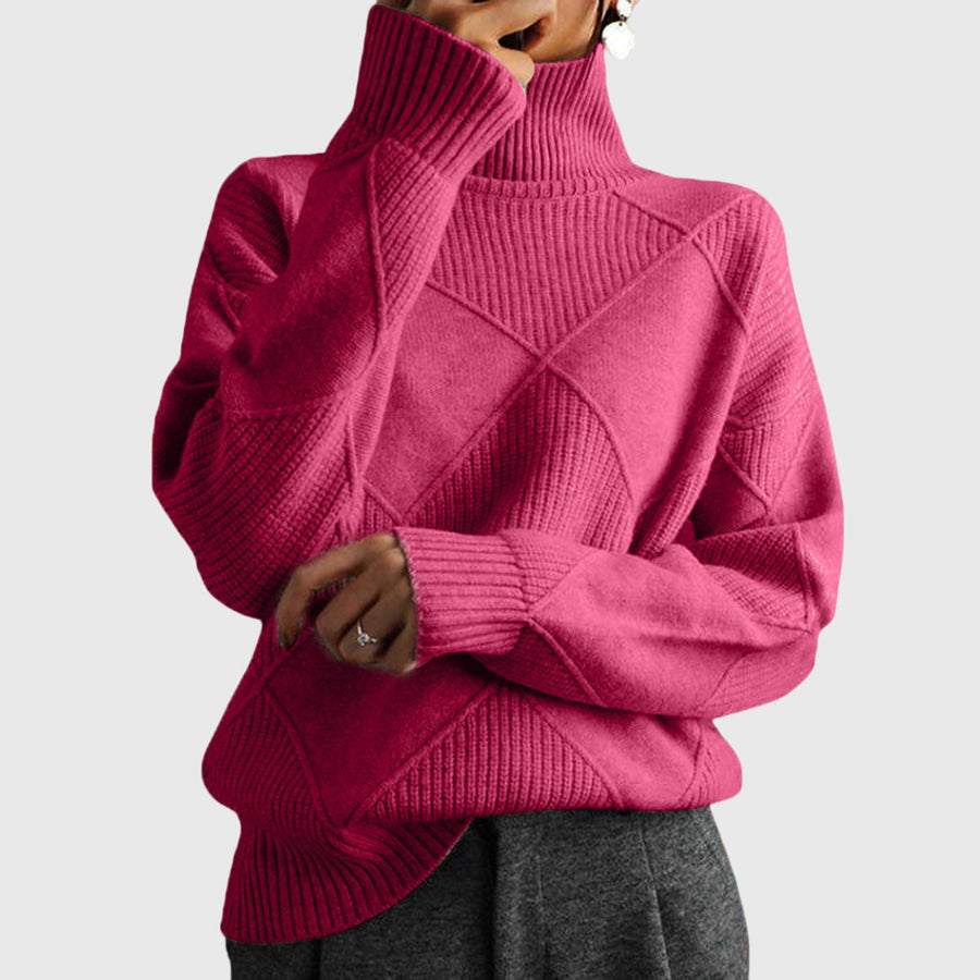 Women's Cozy Wool Blend Oversized Sweater | Elegant Roll Neck Winter Knit 0