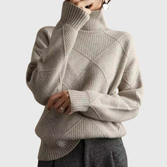 Women's Cozy Wool Blend Oversized Sweater | Elegant Roll Neck Winter Knit 10