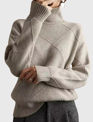 Women's Cozy Wool Blend Oversized Sweater | Elegant Roll Neck Winter Knit 10