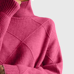 Women's Cozy Wool Blend Oversized Sweater | Elegant Roll Neck Winter Knit 2