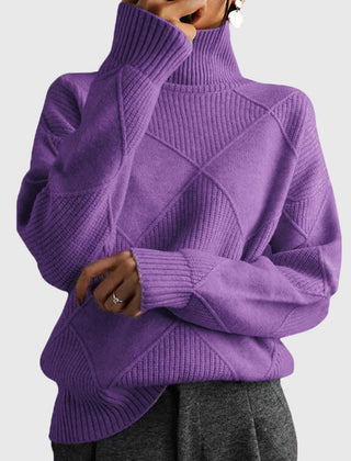 Women's Cozy Wool Blend Oversized Sweater | Elegant Roll Neck Winter Knit 3