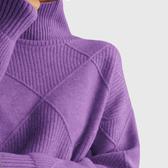 Women's Cozy Wool Blend Oversized Sweater | Elegant Roll Neck Winter Knit 4