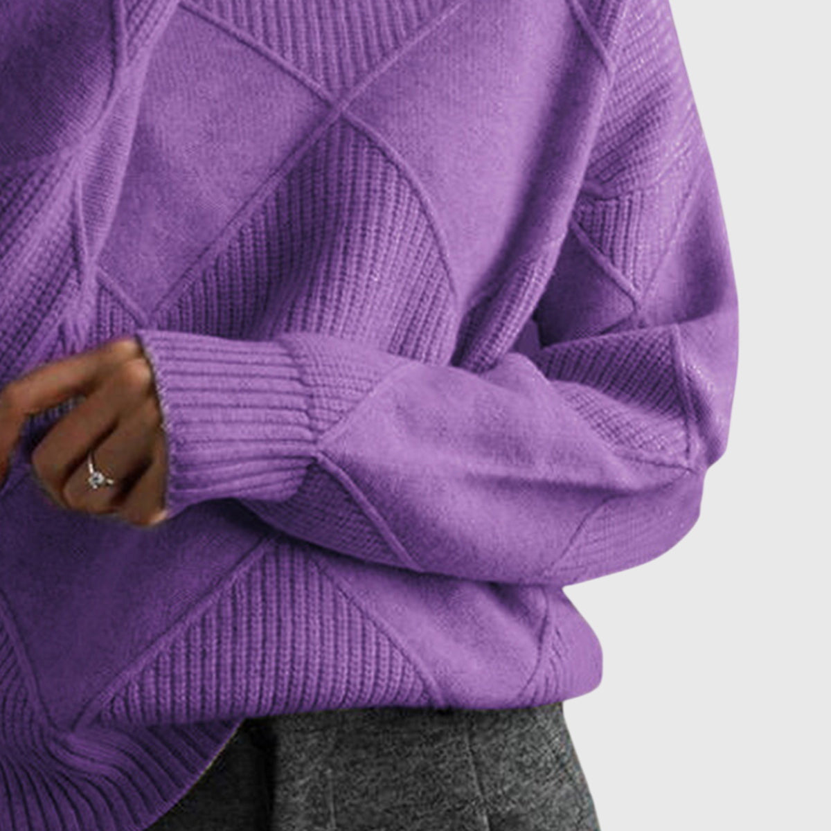 Women's Cozy Wool Blend Oversized Sweater | Elegant Roll Neck Winter Knit 5