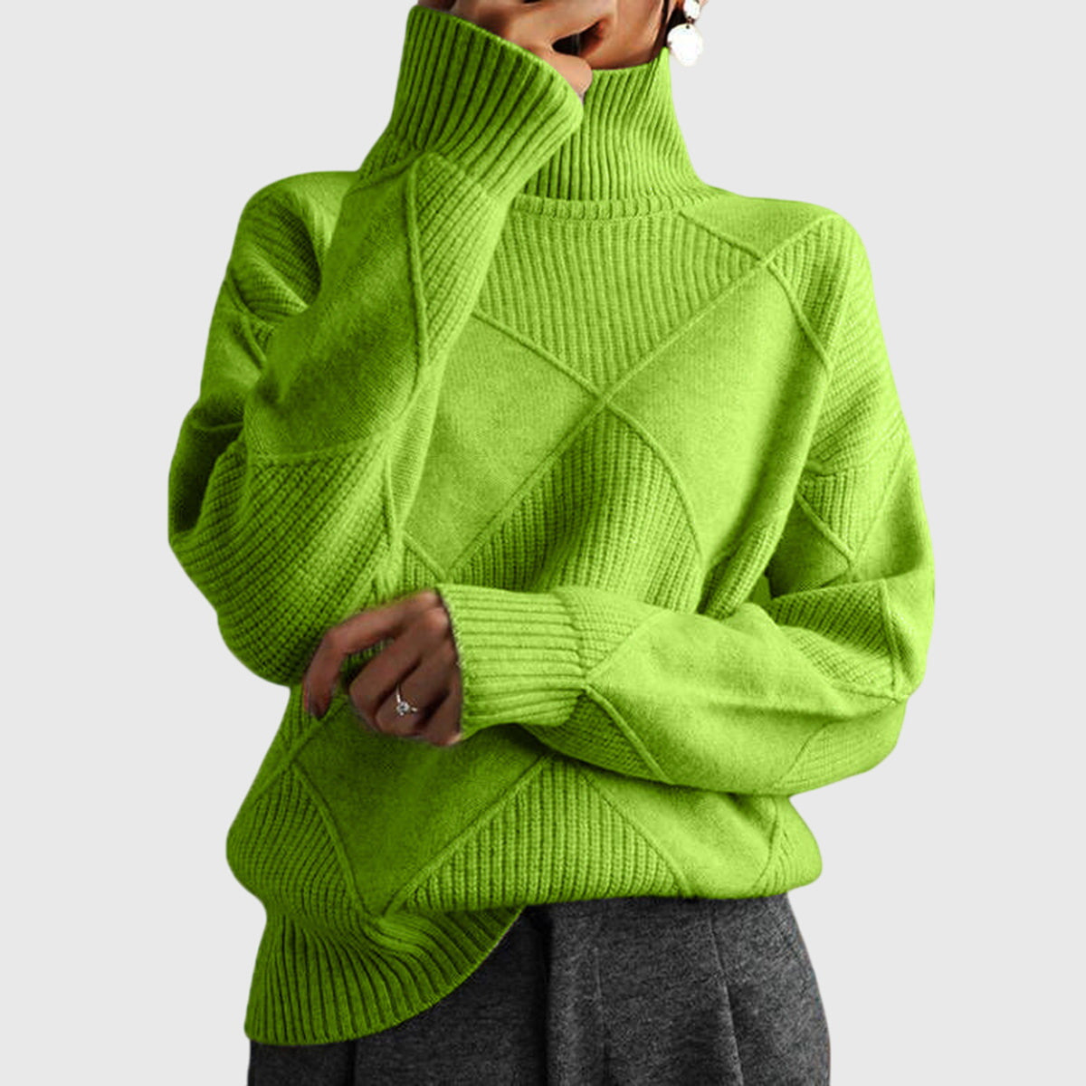 Women's Cozy Wool Blend Oversized Sweater | Elegant Roll Neck Winter Knit 6