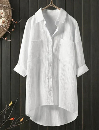 Women's Crinkled Cotton Shirt | Relaxed Oversized White Blouse for All Seasons 0