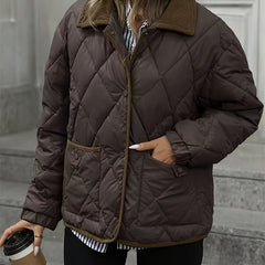 Women's Diamond-Quilted Puffer Jacket | Elegant Cozy Winter Outerwear 0
