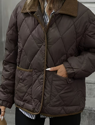 Women's Diamond-Quilted Puffer Jacket | Elegant Cozy Winter Outerwear 0
