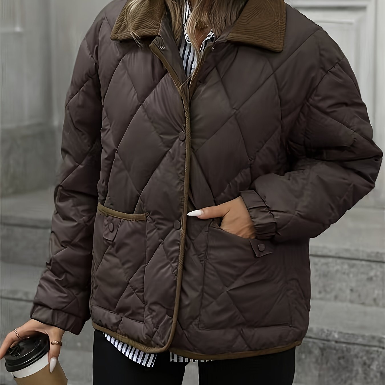 Women's Diamond-Quilted Puffer Jacket | Elegant Cozy Winter Outerwear 0