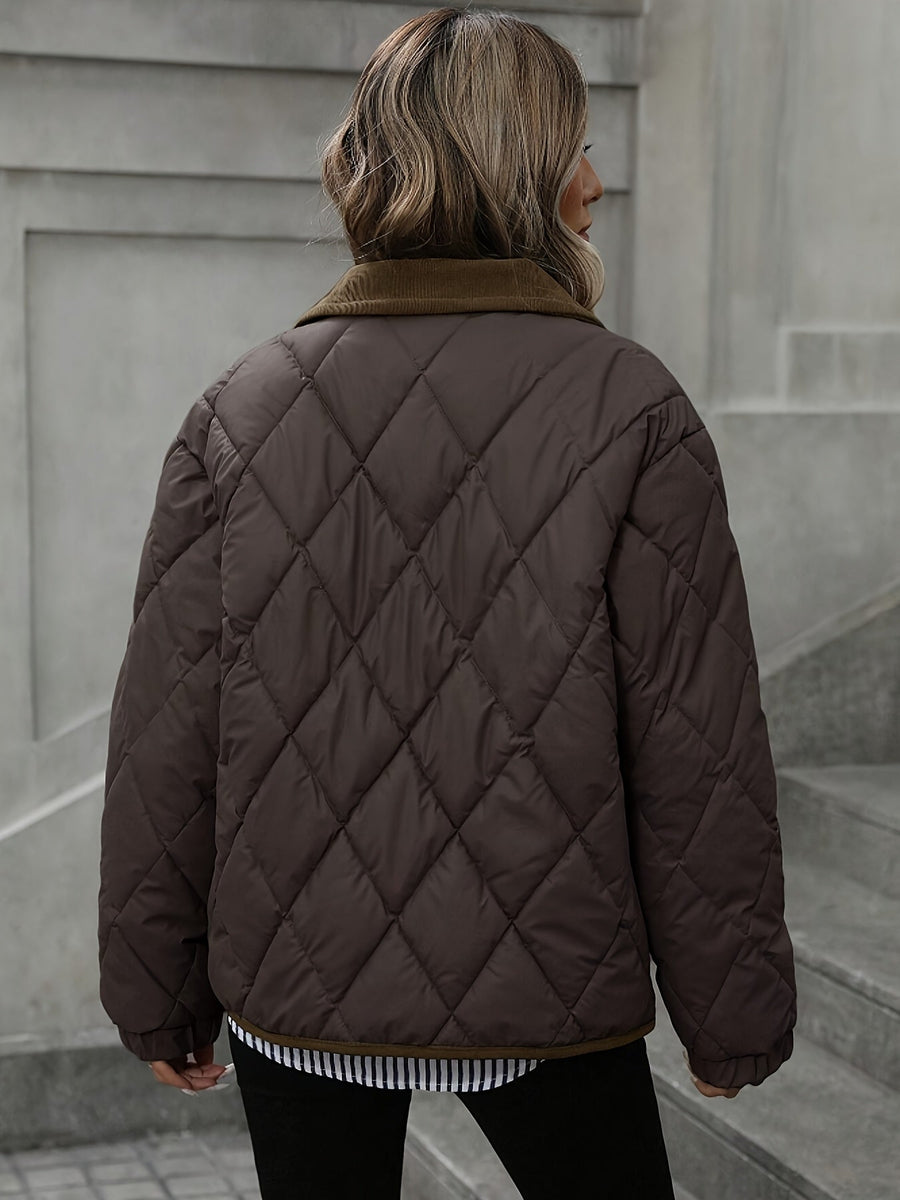 Women's Diamond-Quilted Puffer Jacket | Elegant Cozy Winter Outerwear 1