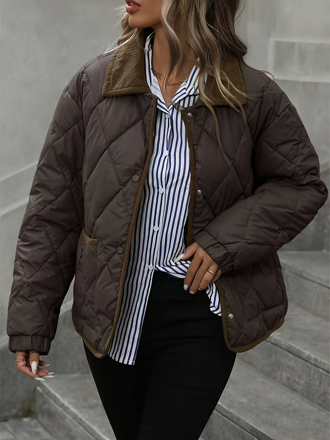 Women's Diamond-Quilted Puffer Jacket | Elegant Cozy Winter Outerwear 4