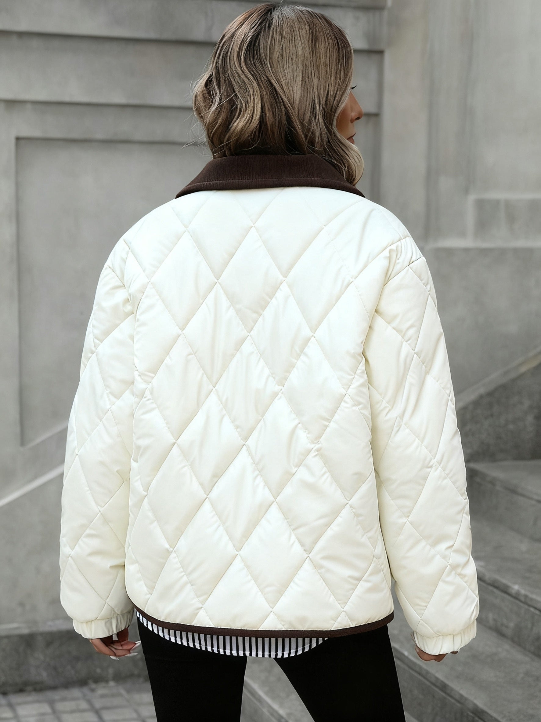 Women's Diamond-Quilted Puffer Jacket | Elegant Cozy Winter Outerwear 7