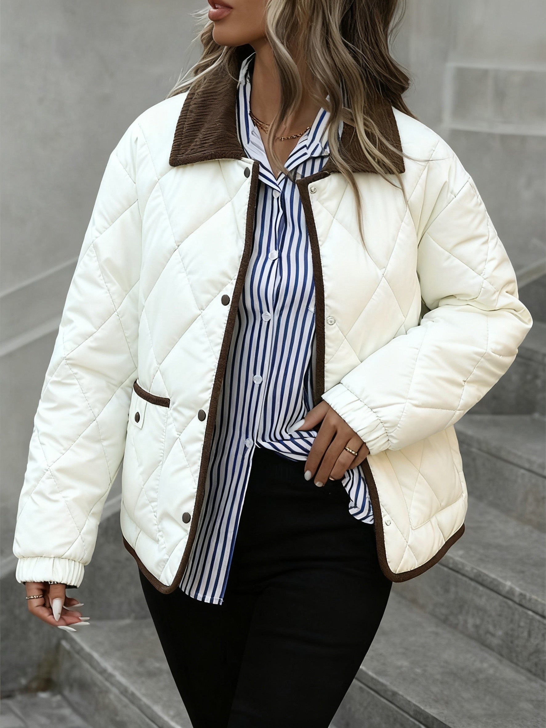 Women's Diamond-Quilted Puffer Jacket | Elegant Cozy Winter Outerwear 8