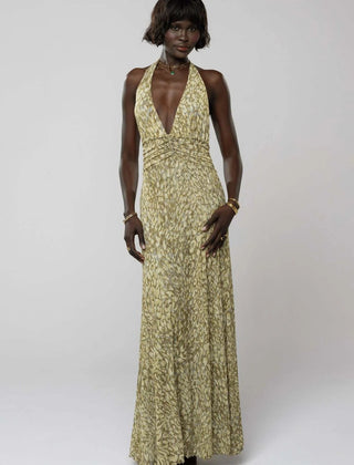 Women's Digital Polka Dot Maxi Dress | Elegant V-Neck Evening Gown for Special Occasions 11