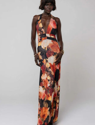 Women's Digital Polka Dot Maxi Dress | Elegant V-Neck Evening Gown for Special Occasions 12