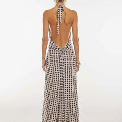 Women's Digital Polka Dot Maxi Dress | Elegant V-Neck Evening Gown for Special Occasions 5