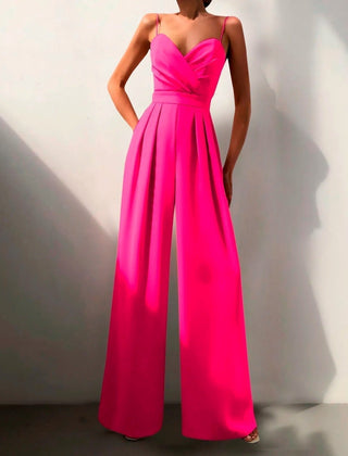 Women's Elegant Black Spaghetti Strap Jumpsuit | Sweetheart Neck Wide Leg Design 1