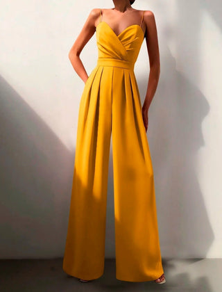Women's Elegant Black Spaghetti Strap Jumpsuit | Sweetheart Neck Wide Leg Design 5