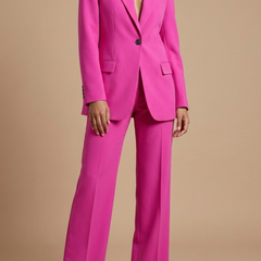 Women's Elegant Blazer and Wide Leg Trousers | Chic Tailored Two-Piece Suit Set 0