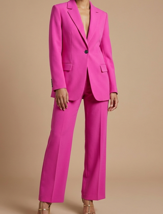 Women's Elegant Blazer and Wide Leg Trousers | Chic Tailored Two-Piece Suit Set 0