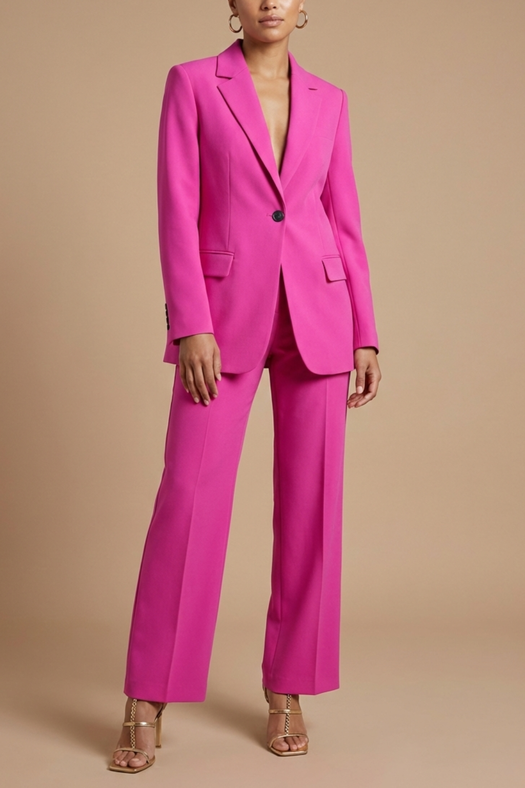 Women's Elegant Blazer and Wide Leg Trousers | Chic Tailored Two-Piece Suit Set 0