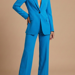 Women's Elegant Blazer and Wide Leg Trousers | Chic Tailored Two-Piece Suit Set 4