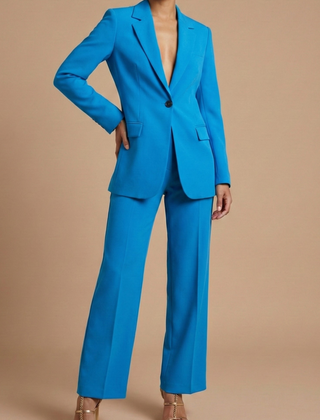 Women's Elegant Blazer and Wide Leg Trousers | Chic Tailored Two-Piece Suit Set 4