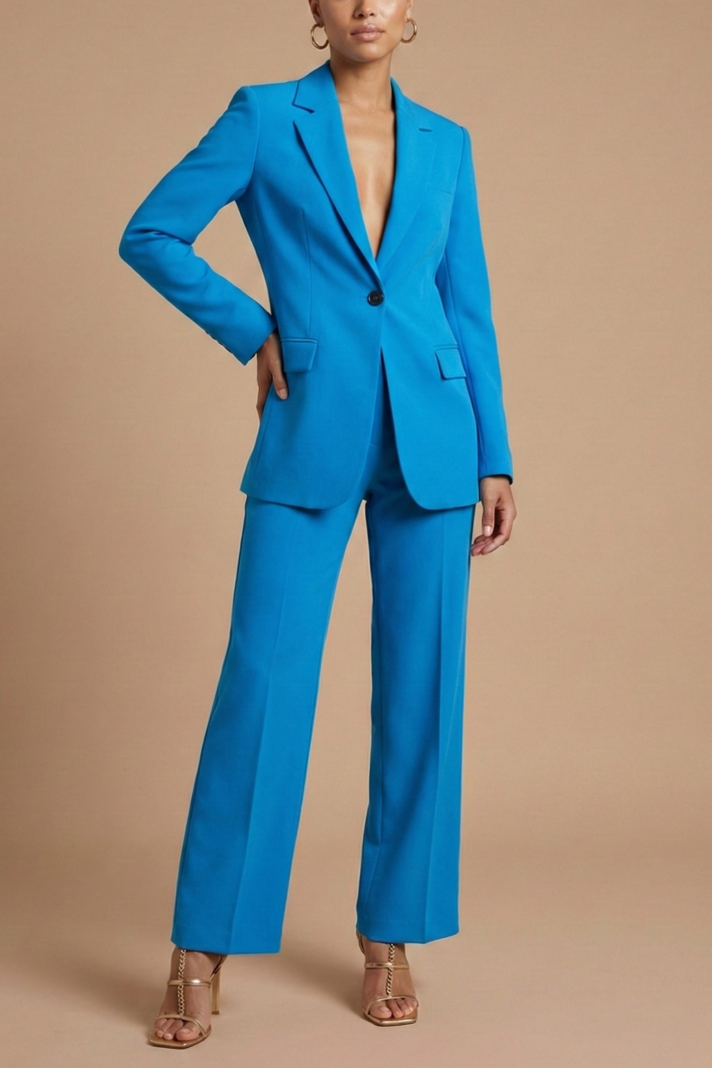 Women's Elegant Blazer and Wide Leg Trousers | Chic Tailored Two-Piece Suit Set 4