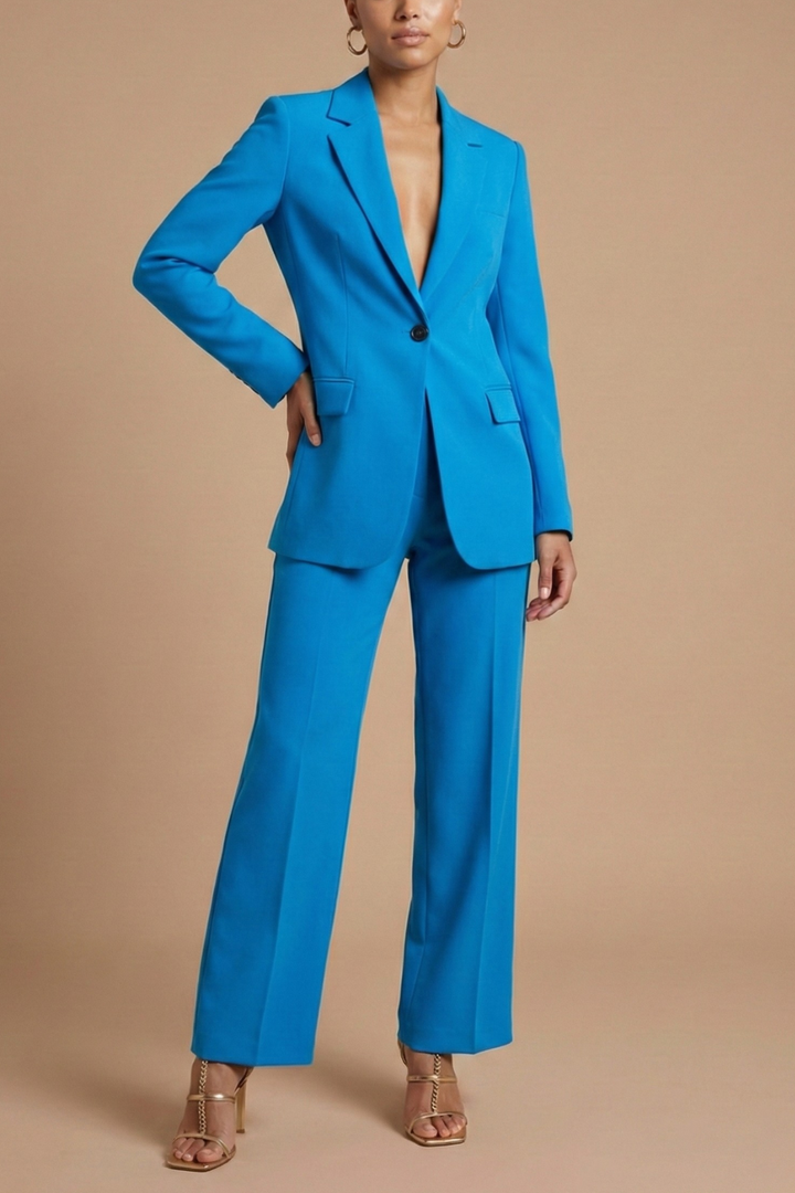 Women's Elegant Blazer and Wide Leg Trousers | Chic Tailored Two-Piece Suit Set 4