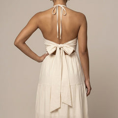 Women's Elegant Chiffon Maxi Dress | Flowing Halter Neck Summer Gown 1